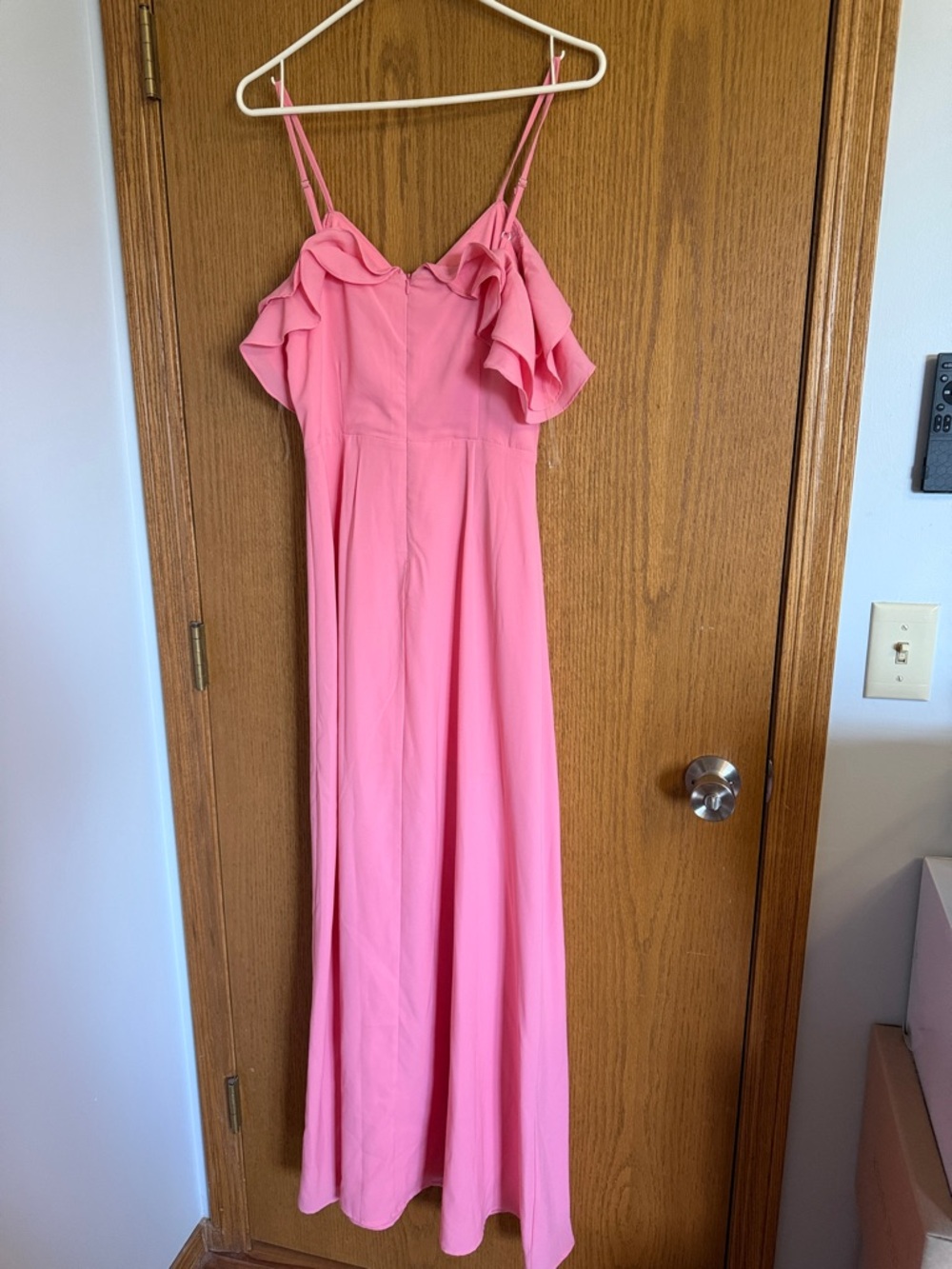 Pink Ruffle-Detail Spaghetti Strap Maxi Dress - Picture 2 of 2